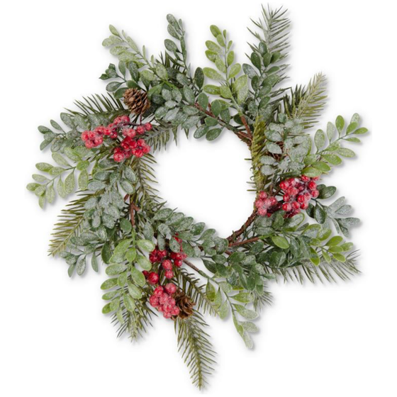 Glittered Boxwood Berry Candle Ring