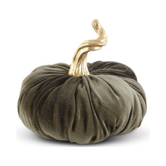 Velvet Stuffed Pumpkin with Gold Stem