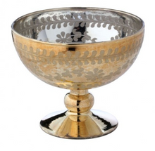  Etched Footed Glass Pedestal Bowl