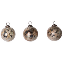  3" Round Etched Mercury Glass Ornament Bundle