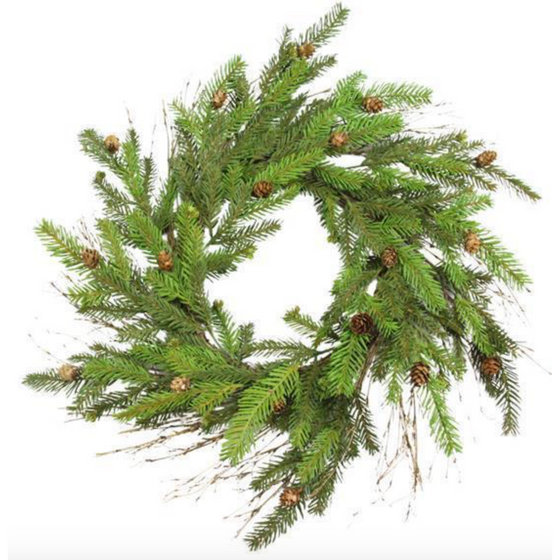 24" Bald Cypress with Pinecones Wreath