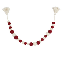  Pom Tassel Garland - Red and Cream