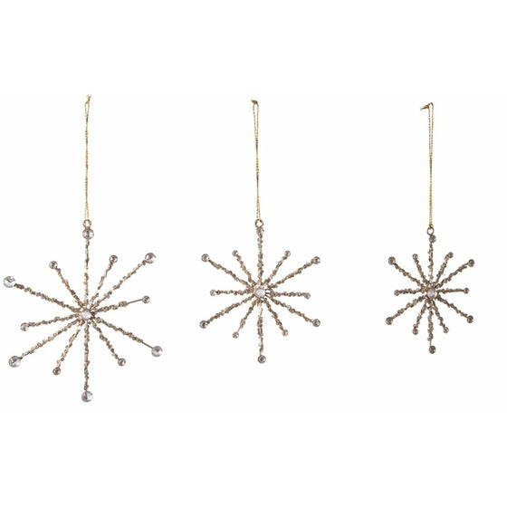 Metal Snowflake Ornaments with Sequins