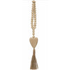 Wood Beads with Heart Icon and Jute Tassel