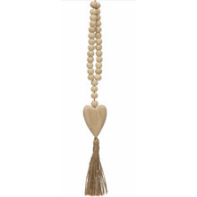  Wood Beads with Heart Icon and Jute Tassel