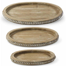  Bead Trim Wooden Oval Tray