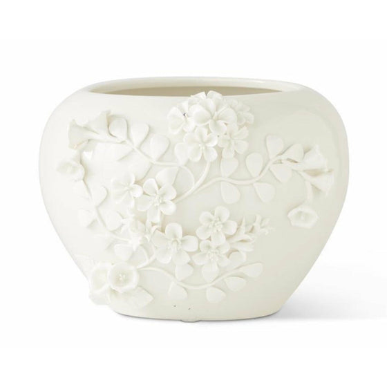 Raised Jasmine Flowers Ceramic Pot