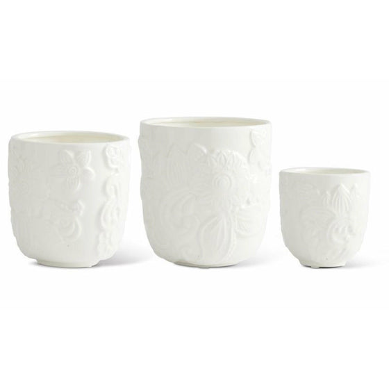 White Ceramic Art Deco Pots