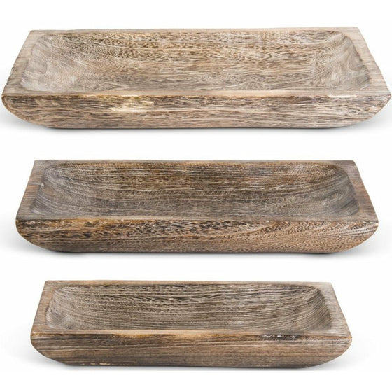 Carved Rectangular Wooden Tray
